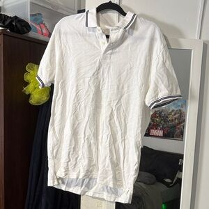 American Eagle Outfitters White Polo Shirt with Black Accents